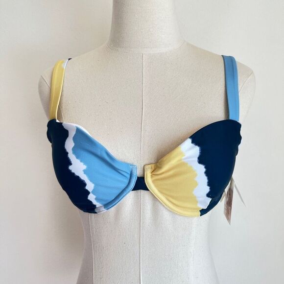 Jessica Simpson Smooth Sailing Blue Underwire Bikini Top Medium - Picture 2 of 13